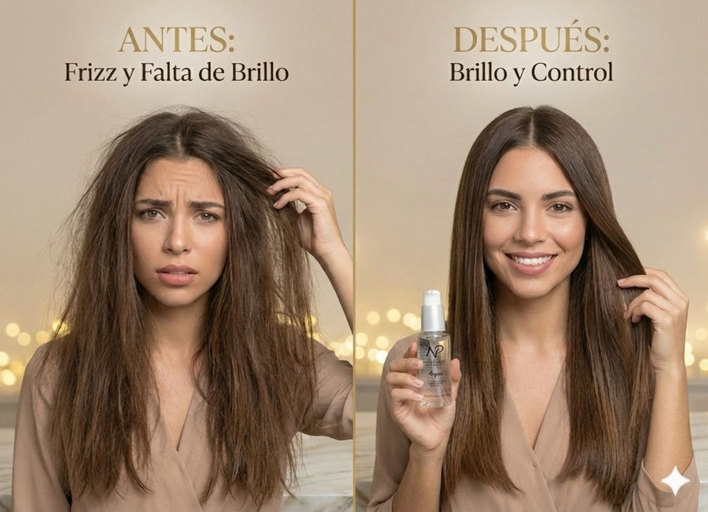 NP Gotas de Seda - Suero Capilar con Aceite de Argán, Macadamia y Keratina - Tratamiento Hidratante y Termoprotector para Brillo, Suavidad y Control de Frizz - Libre de Sulfatos y Parabenos