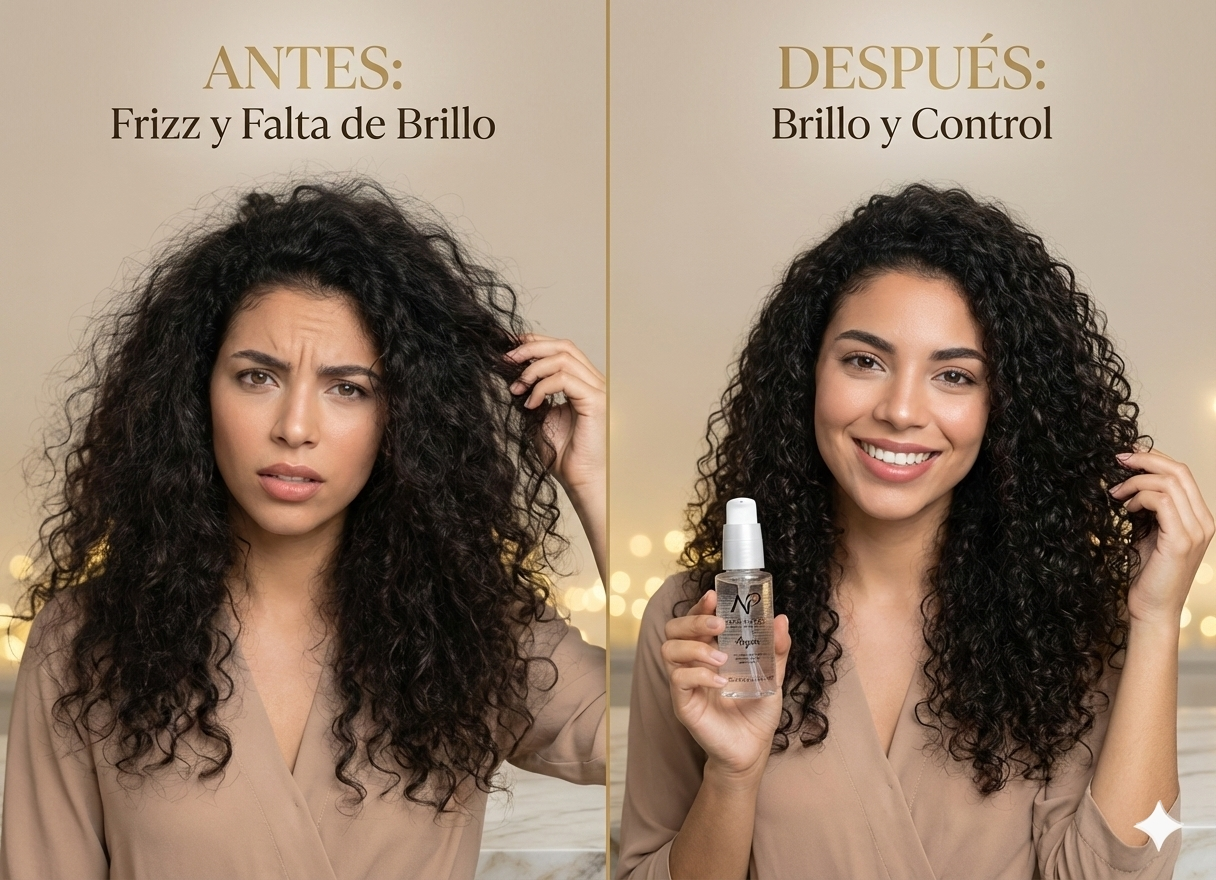 NP Gotas de Seda - Suero Capilar con Aceite de Argán, Macadamia y Keratina - Tratamiento Hidratante y Termoprotector para Brillo, Suavidad y Control de Frizz - Libre de Sulfatos y Parabenos